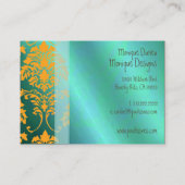 Damask visitekaartje aqua en sinaasappel (Achterkant)