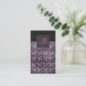 Damask Visitekaartje Interior Design 5 Paars (Staand voorkant)