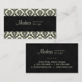 Damask Visitekaartje Interior Design Cream Black 2 (Voorkant / Achterkant)