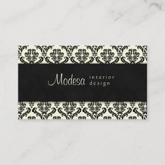 Damask Visitekaartje Interior Design Cream Black 2 (Voorkant)