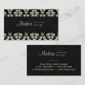 Damask Visitekaartje Interior Design Cream Black 3 (Voorkant / Achterkant)