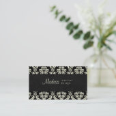 Damask Visitekaartje Interior Design Cream Black 3 (Staand voorkant)