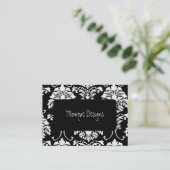 Damask visitekaartje zwart-wit (Staand voorkant)