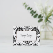 Damask visitekaartje zwart-wit (Staand voorkant)