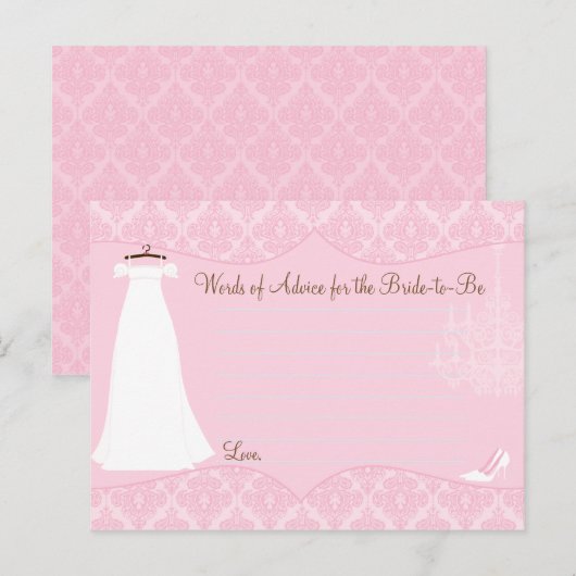 Damask Vrijgezellenfeest Advice Card voor de Bride Advieskaart (Voorkant / Achterkant)