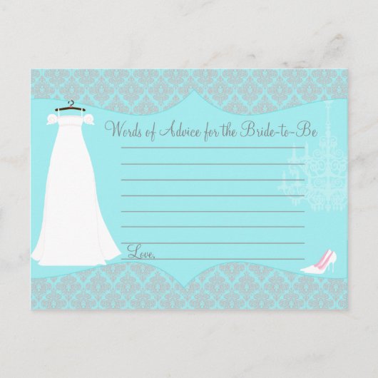 Damask Vrijgezellenfeest Advice Card voor de Bride Advieskaart (Voorkant)