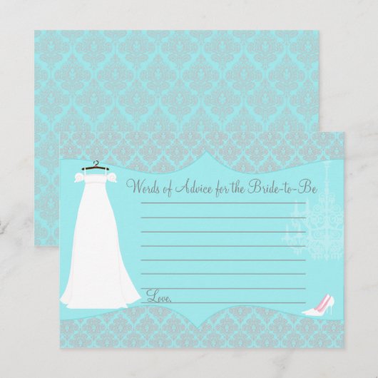 Damask Vrijgezellenfeest Advice Card voor de Bride Advieskaart (Voorkant / Achterkant)