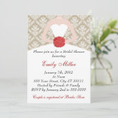 Damask Vrijgezellenfeest Gold Red Kaart (Staand voorkant)