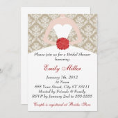 Damask Vrijgezellenfeest Gold Red Kaart (Voorkant / Achterkant)