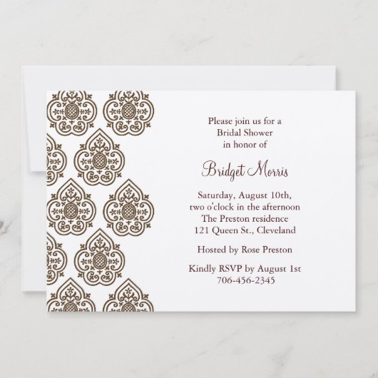  Damask Vrijgezellenfeest Nodig uit op champagne Kaart (Voorkant)