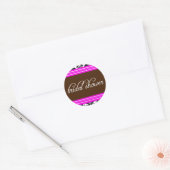 Damask Vrijgezellenfeest Sticker met roze en bruin (Envelop)