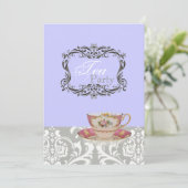  Damask vrijgezellenfeest Tea Party Kaart (Staand voorkant)