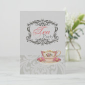  Damask vrijgezellenfeest Tea Party Kaart (Staand voorkant)