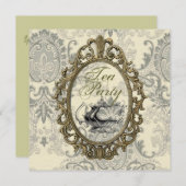 Damask Vrijgezellenfeest Tea Party Uitnodiging (Voorkant / Achterkant)