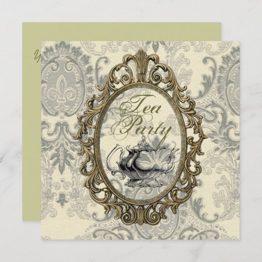  Damask Vrijgezellenfeest Tea Party Uitnodiging (Voorkant / Achterkant)