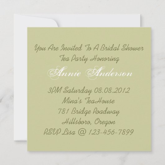 Damask Vrijgezellenfeest Tea Party Uitnodiging (Achterkant)