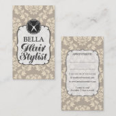 Damask Wallpaper Hair Stylist Appointkaarten Afsprakenkaartje (Voorkant / Achterkant)
