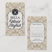 Damask Wallpaper Hair Stylist Appointkaarten Afsprakenkaartje (Voorkant / Achterkant)