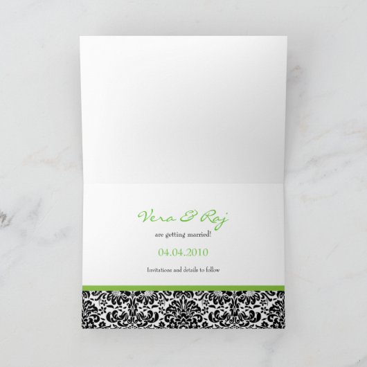 Damask Wallpaper Save the Date Kaart (Binnen)