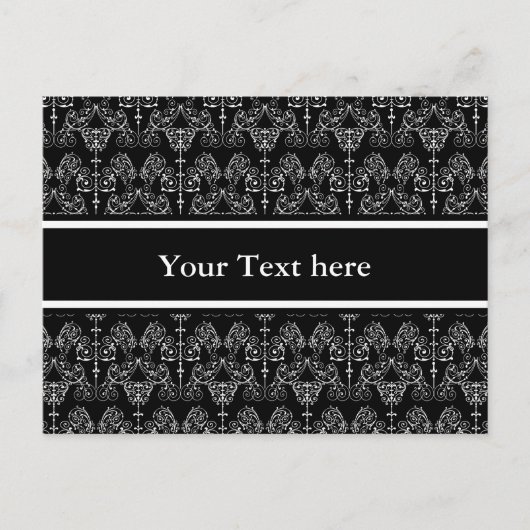 Damask Wallpaper - wit + je achtergrond. Briefkaart (Voorkant)