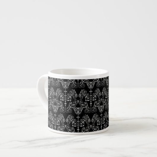 Damask Wallpaper - wit + je achtergrond. Espresso Kop (Links)