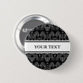 Damask Wallpaper - wit + je achtergrond. Ronde Button 5,7 Cm (Voorkant /achterkant)