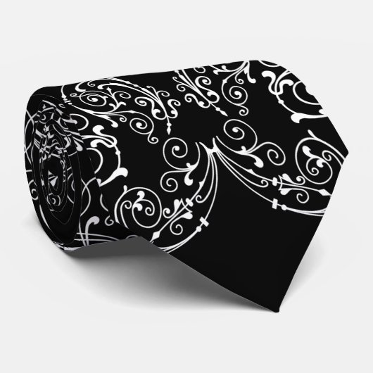  Damask Wallpaper - wit + je achtergrond. Stropdas (Opgerold)