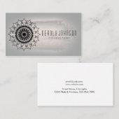 Damask Waterverf Swirl  Grey Visitekaartje (Voorkant / Achterkant)