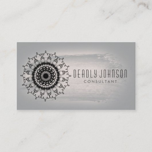 Damask Waterverf Swirl Grey Visitekaartje (Voorkant)