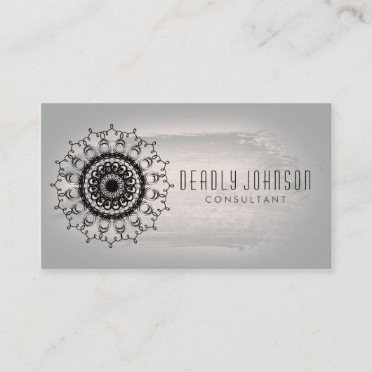 Damask Waterverf Swirl  Grey Visitekaartje (Voorkant)