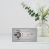 Damask Waterverf Swirl  Plain Grey Visitekaartje (Staand voorkant)