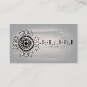 Damask Waterverf Swirl Plain Grey Visitekaartje