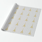 Damask Weddenschap Wrapping Paper van Gold Eiffel  Cadeaupapier (Uitgerold)