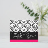 Damask Wedding Bedankt Briefkaarten Roze (Staand voorkant)
