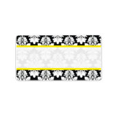 Damask Wedding Black White Yellow Labels (Voorkant)