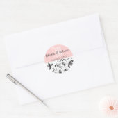 Damask Wedding Bride Groom Names Date Monogram Ronde Sticker (Envelop)