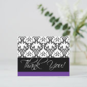Damask Wedding Dank u Briefkaarten Paarse (Staand voorkant)