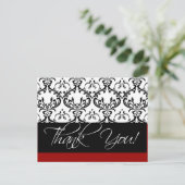Damask Wedding Dank u Briefkaarten Rood (Staand voorkant)
