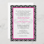 Damask Wedding Elegant Sjabloon Black White Pink Kaart (Voorkant / Achterkant)