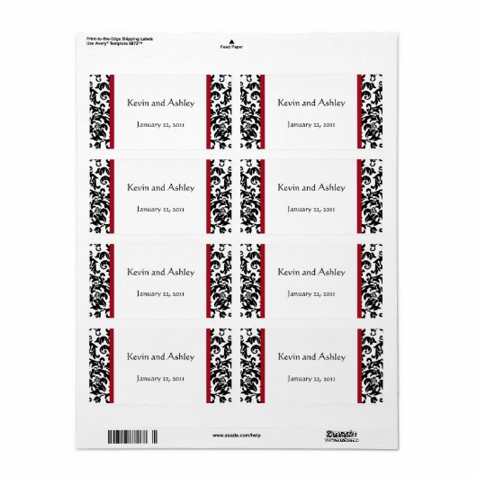 Damask Wedding Favor Labels (Full Sheet)