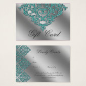Damask Wedding Gift Registration Kaart Blauwgroen  (Voorkant /achterkant)