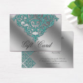 Damask Wedding Gift Registration Kaart Blauwgroen  (Bureau)