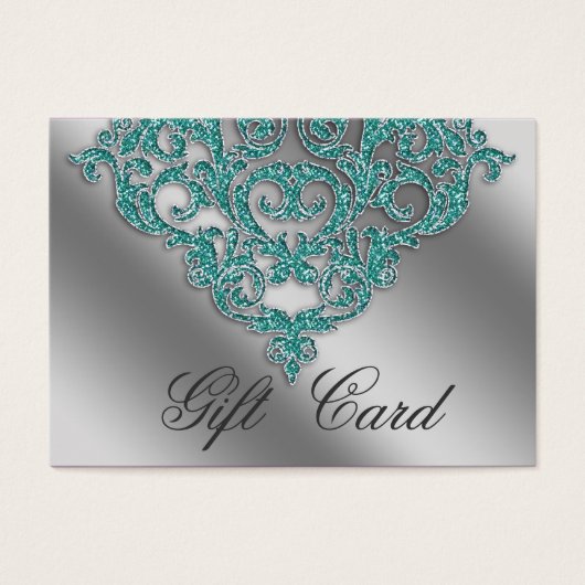 Damask Wedding Gift Registration Kaart Blauwgroen  (Voorkant)