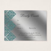 Damask Wedding Gift Registration Kaart Blauwgroen  (Achterkant)