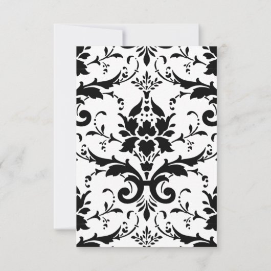 Damask Wedding Invitation 3x5 Black en White Kaart (Achterkant)