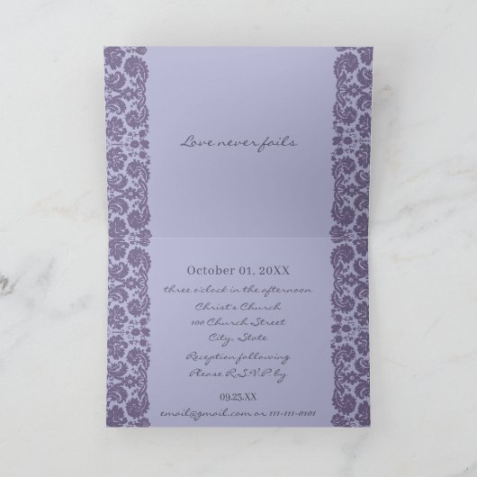 Damask Wedding Invitation - Choose BackGround (Binnen)