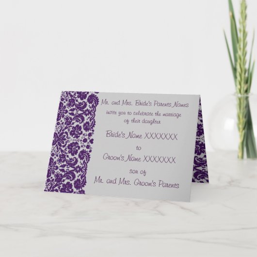 Damask Wedding Invitation-Choose BackGround (Voorkant)