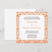 Damask Wedding Invitation Coral Roos Kaart (Voorkant / Achterkant)