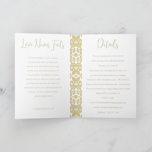 Damask Wedding Invitation Cream-Choose BackGround (Binnen)