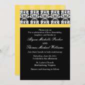 Damask Wedding Invitation (geel) Kaart (Voorkant / Achterkant)